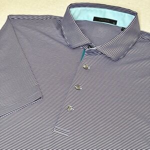 Greyson Golf Polo Shirt Mens XL Striped Purple Short Sleeve Performance